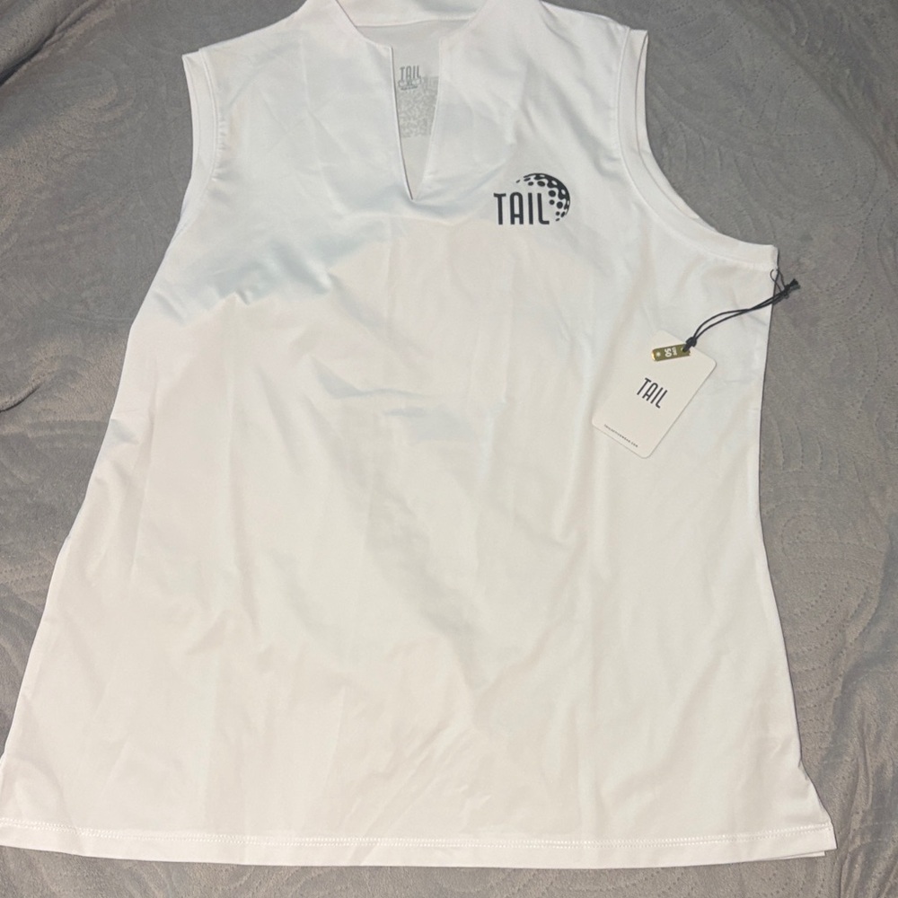 NWT TAIL White Sleeveless V-Neck Golf Top; Sz: XL - Picture 12 of 12